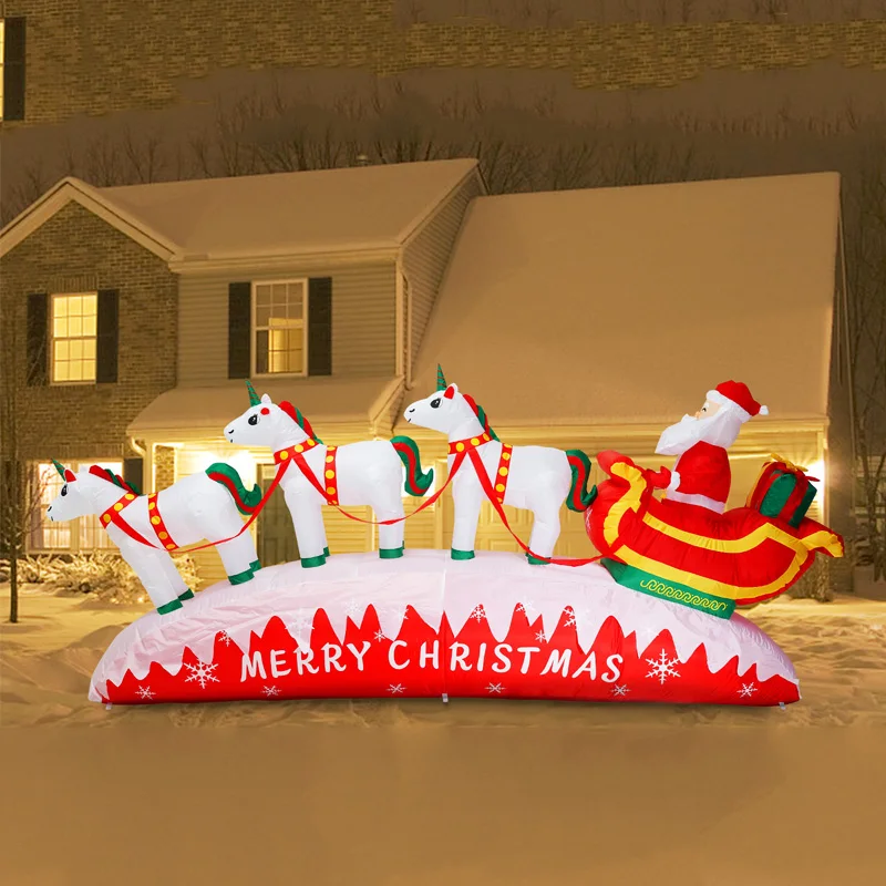 Inflatable Santa Claus Unicorn Sled Decoration - Image 4