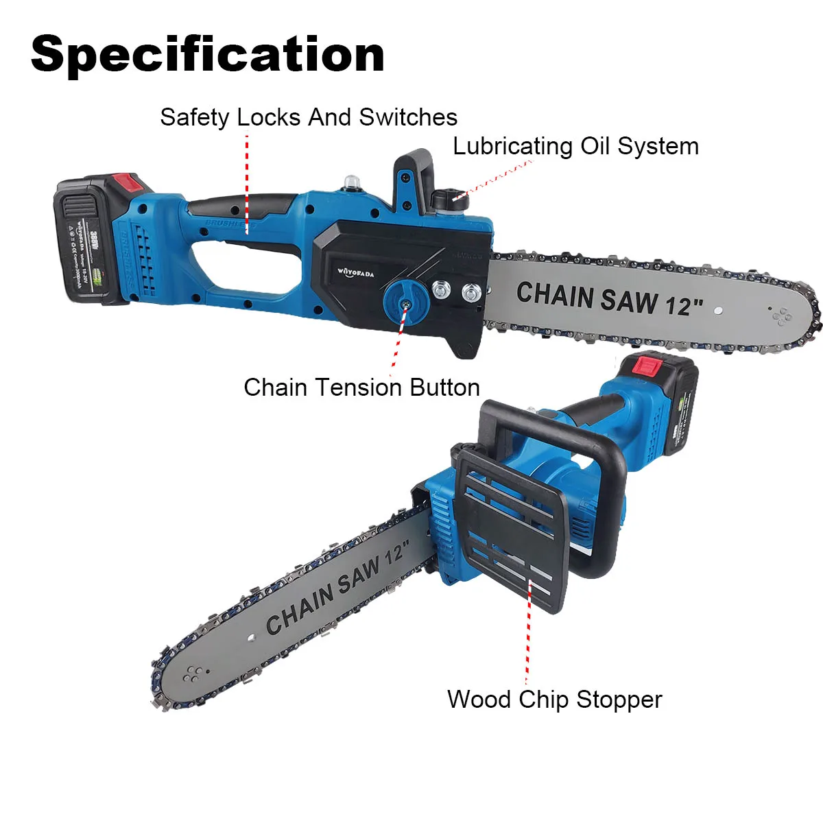 12 Inch Brushless Electric Chainsaw, Cordless For Makita battery - Image 2