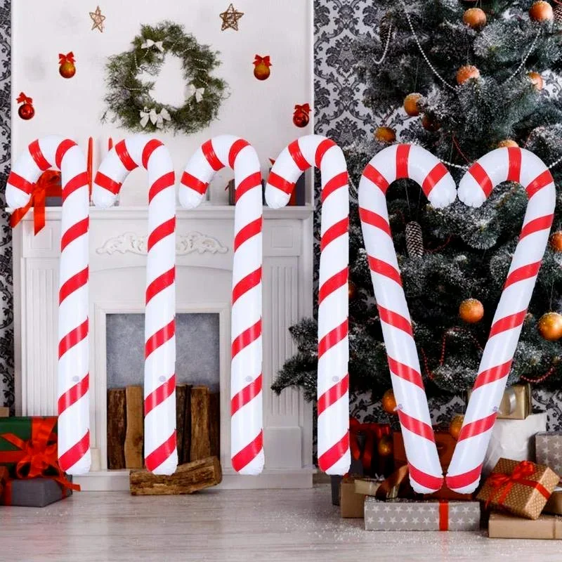 90cm Inflatable Christmas Candy Cane Stick Balloons Outdoor - Image 2