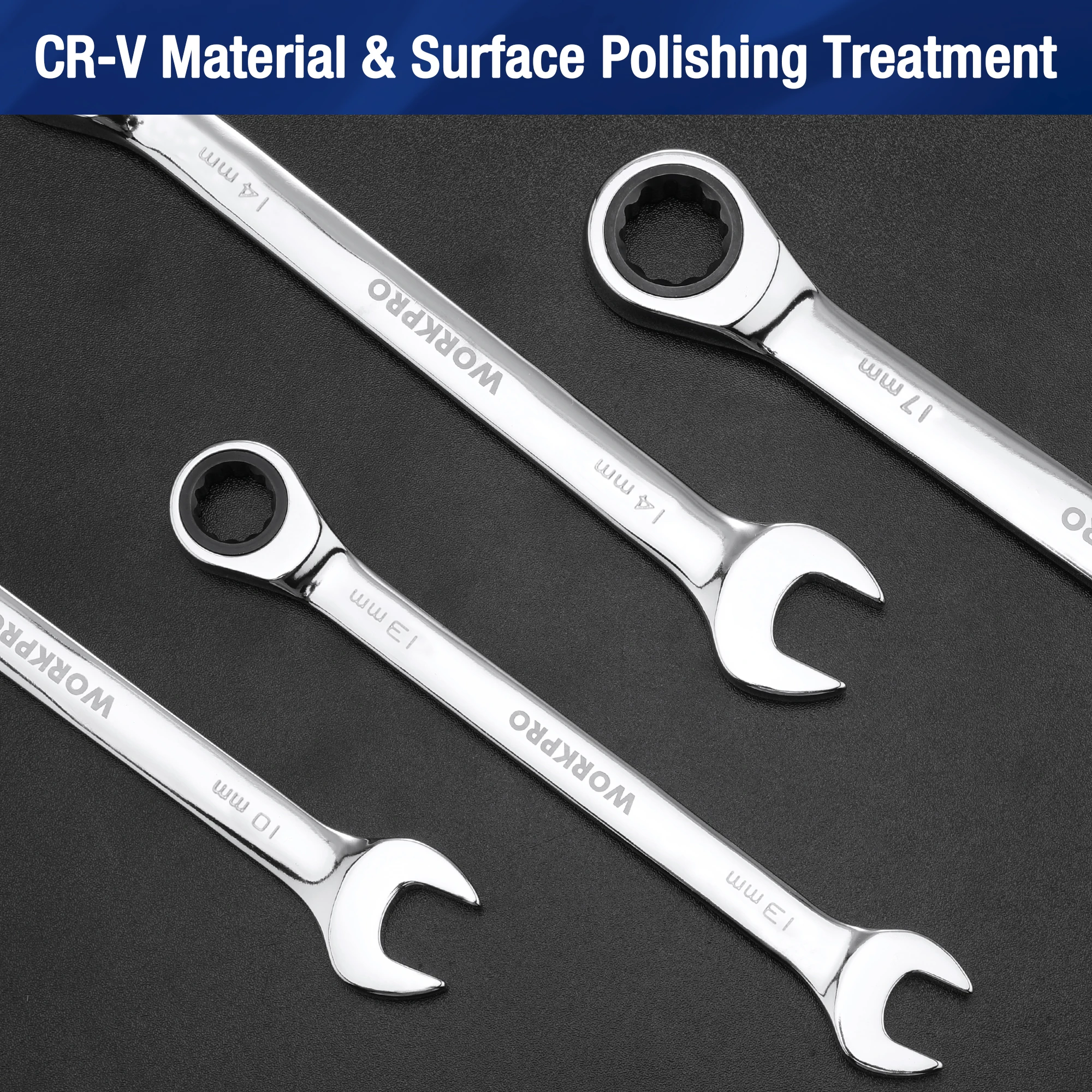 WORKPRO 23pc Ratcheting Wrench Set with Box - Image 6