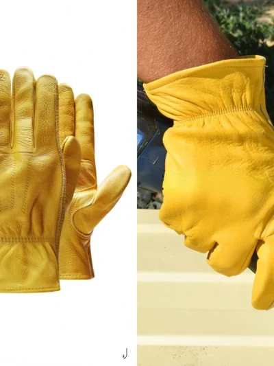 Man Work Gloves for Public Utilitiesfor Wood Gardening/Cutting/Construction/Motorcycle, Abrasion Resistant Leather Gloves