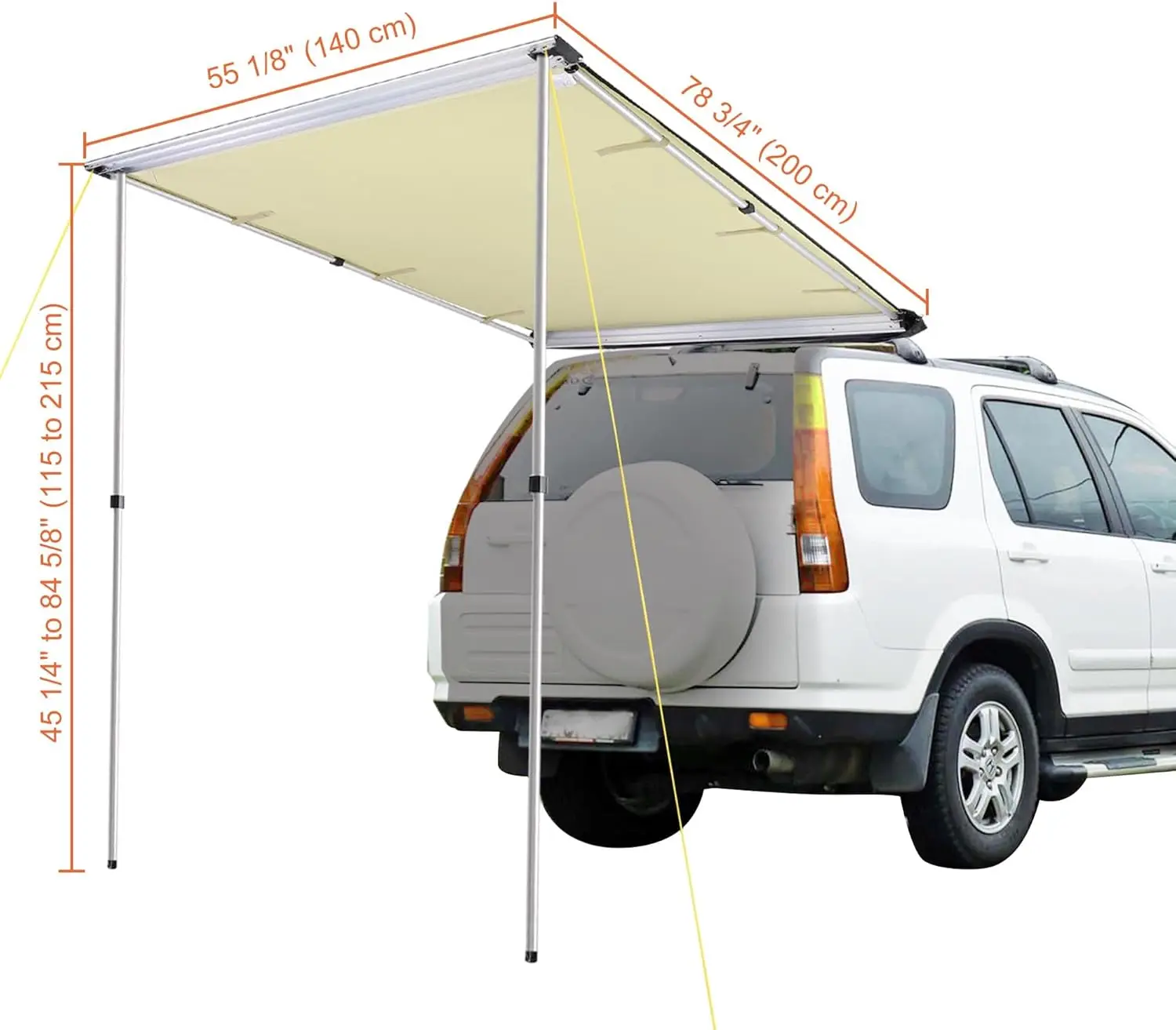 4.6X6.6' Car Side Awning Suv Truck Vehicle Awning Rooftop Pull Out Tent Shelter Uv50+ Shade Outdoor Camping - Image 6