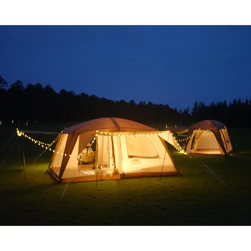 8-10 Person Camping Tent with 3 Door 2 Room Large Family Cabin Tents, Double Layer Waterproof Portable Tent,Big Tents - Image 3