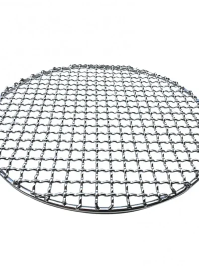 Stainless Steel Round BBQ Grill Roast Mesh Net Non-stick Barbecue Baking Pan