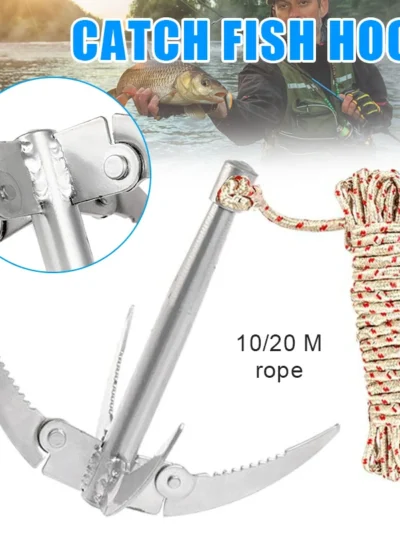Outdoors Grappling Hook Survival Tool With Rope Folding Boats Anchor