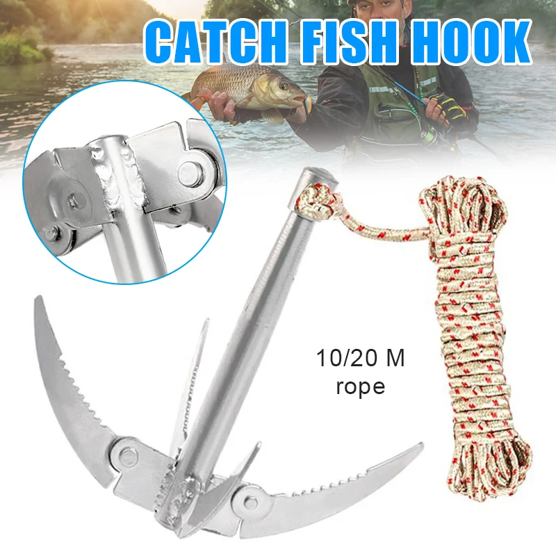 Outdoors Grappling Hook Survival Tool With Rope Folding Boats Anchor