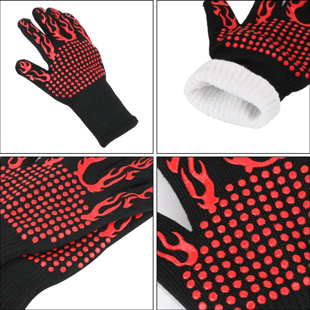 Fireproof Oven Mitts Flame Retardant 300-500 Centigrade Microwave Oven Gloves Extreme Heat Resistant Non-slip BBQ Fire Gloves - Image 3