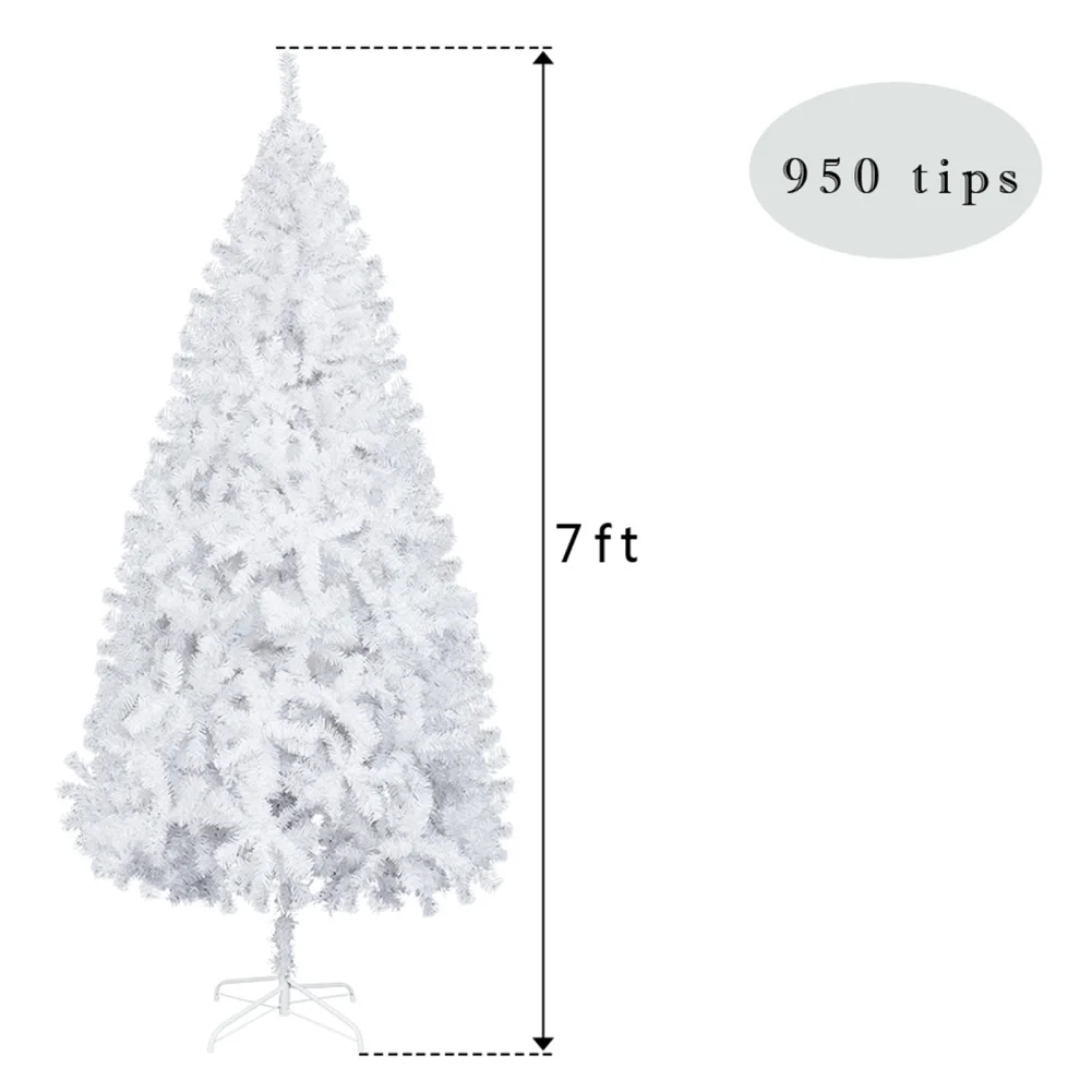 7ft Christmas Tree Artificial Pvc Branch Iron Stand Xmas Pine Tree For Indoor Outdoor Holiday Decoration Us Plug - Image 6