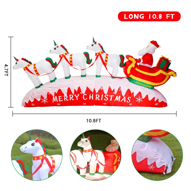 Inflatable Santa Claus Unicorn Sled Decoration - Image 7