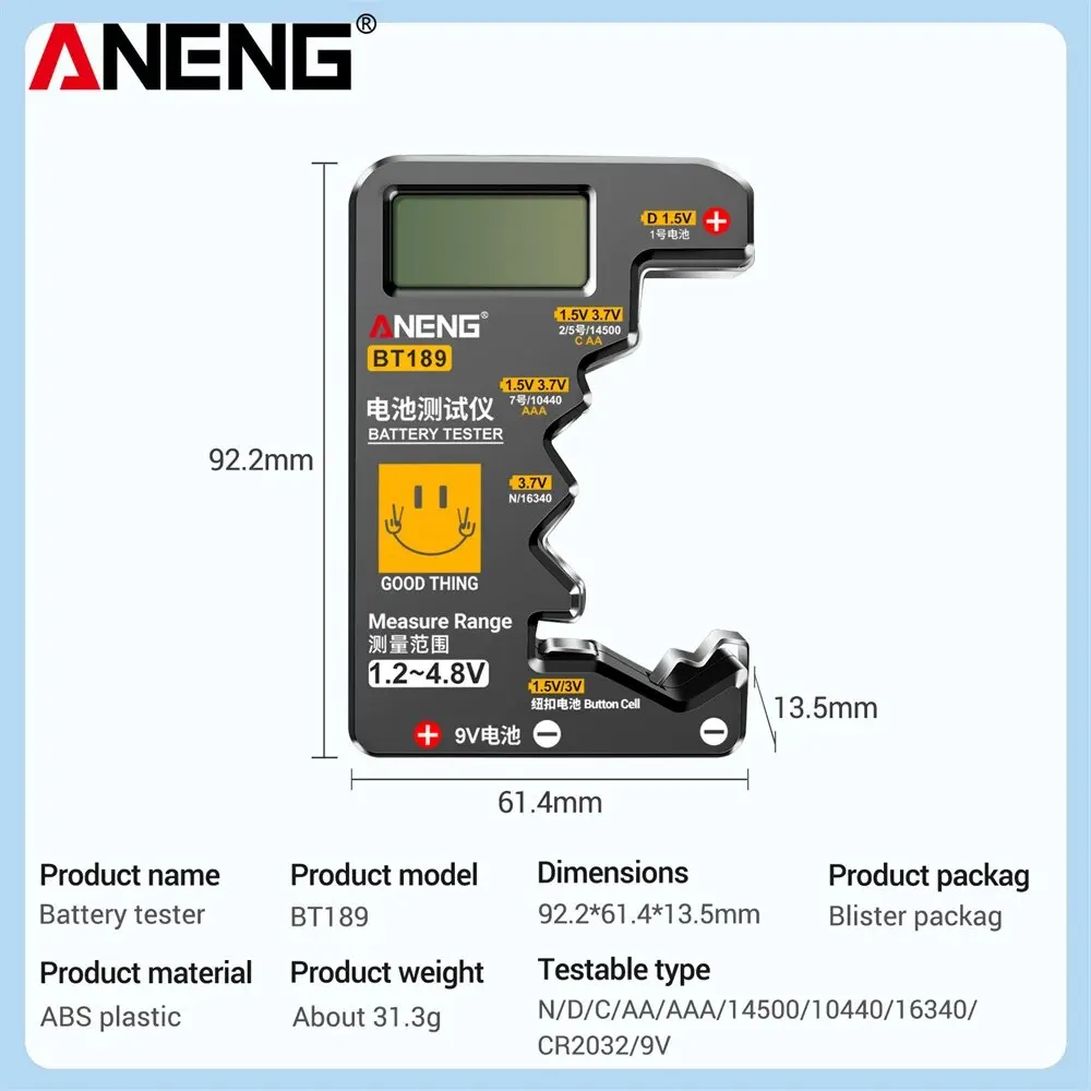 ANENG BT189 Button Cell Battery Tester 9V N D C AA AAA - Image 6
