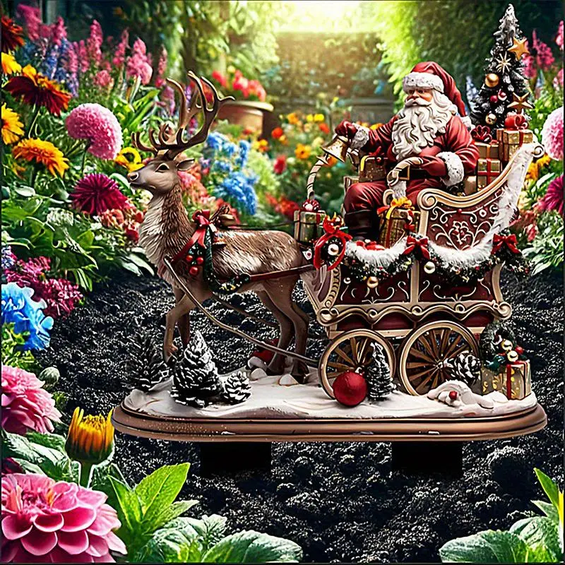 Acrylic Garden Stakes 2D Christmas Cartoon Yard Art Weatherproof Lawn Decor - Image 4