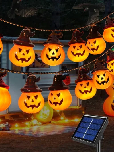 Solar Pumpkin Lights for Halloween Decorations Outside Newest Spooky Pumpkin Lights String for Outdoor Halloween Yard Decoration