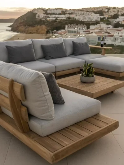 Modern Solid Wood Furniture With Cushions Sofa Set Garden Patio Hotel Sectional Outdoor Sofa
