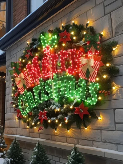 6FT Lighted Outdoor Christmas Decorations, Holiday Merry Christmas Sign with 456 LED Lights, 5-Meter Power Cord