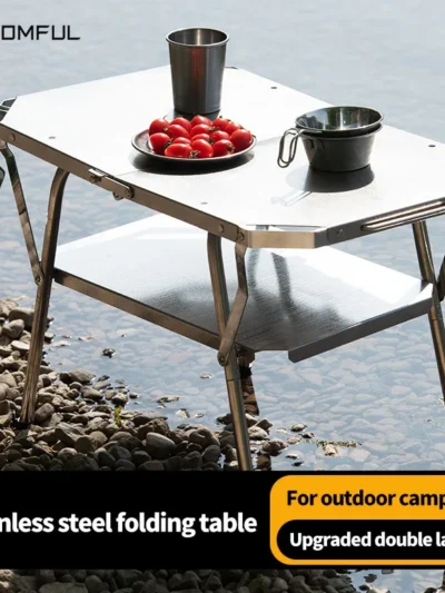 HOMFUL-Portable Small Steel Table for Camping, Folding Table for Picnic, Barbecue, Camping, Leisure, Tactical, 2 Generation