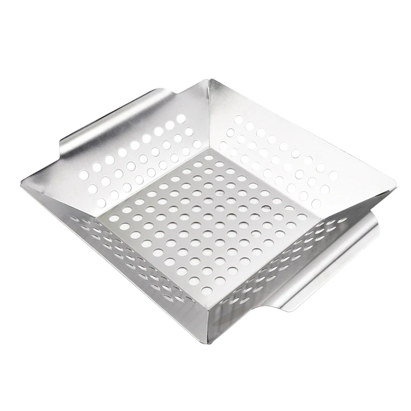 BBQ Grilling Basket Vegetables Meat Baking Dish Pan Stainless Steel Non-stick - Image 6