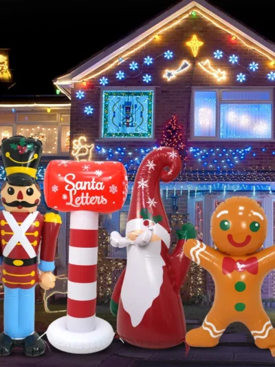 1pc Christmas Inflatable Decoration PVC Santa Claus Gingerbread Nutcracker Model Outdoor Garden Ornaments