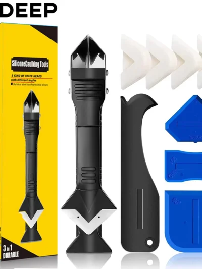 9PCS Caulk Nozzle Applicator Silicone Scraper Sealant Caulking Smooth Remover Tools Kit