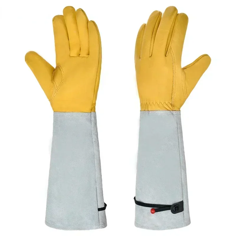 S-XL CowhideLong-tube Gardening Gloves Heavy-duty Gardening Rose Trim Spur-proof Long Sleeve Gloves Work Welding Gloves - Image 8