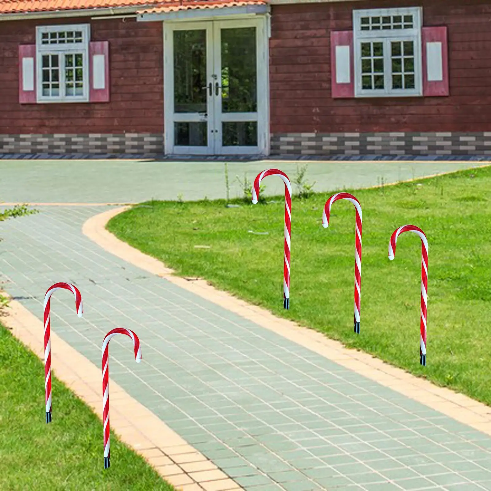 Christmas LED Lamps with Ground Stakes Crutch Light Decorations Candy Cane Solar Powered Lights for Holiday Lawn Driveway Patio
