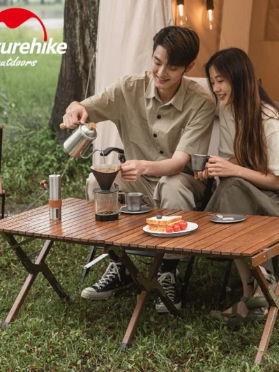 Naturehike Folding Wood Egg Roll Table Camping Beech Wooden Picnic Table Foldable Mini Outdoor Furniture