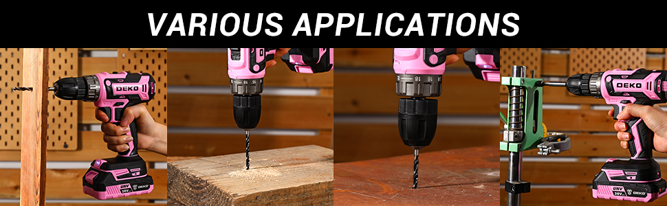 Power Drill Cordless: DEKO Pink Cordless Drill 20V Electric Power Drill Set Tool for Women - Image 13