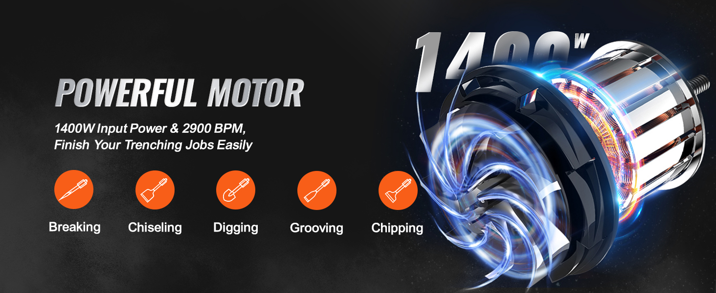 VEVOR 1400W Demolition Jack Hammer Electric Jackhammer - Image 9