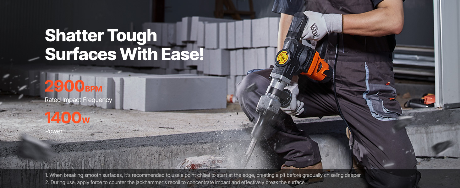 VEVOR 1400W Demolition Jack Hammer Electric Jackhammer - Image 8