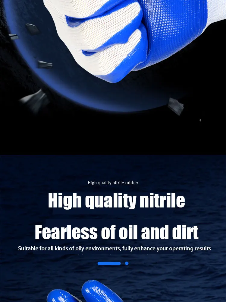 3 Pairs Of Non-slip Wear-resistant Breathable Nitrile Non-slip Work Gloves - Image 12