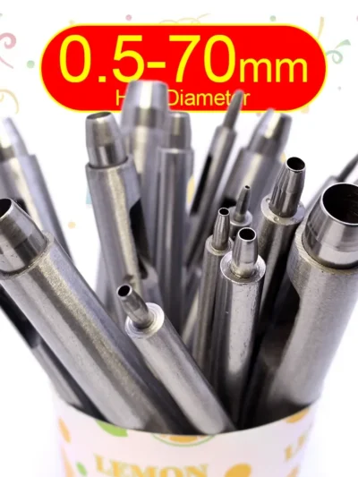 Round Punch Hollow Punch Steel Chisel Leather Puncher Cutting Tool for Belts, Metal Gaskets, Leather, Canvas (0.5mm To 60mm)