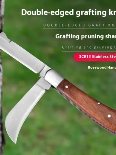Folding Grafting Knife Grafting Tools Grafting Pruning Knife Professional Garden fruit tree Grafting Cutter Wooden Handle Knife