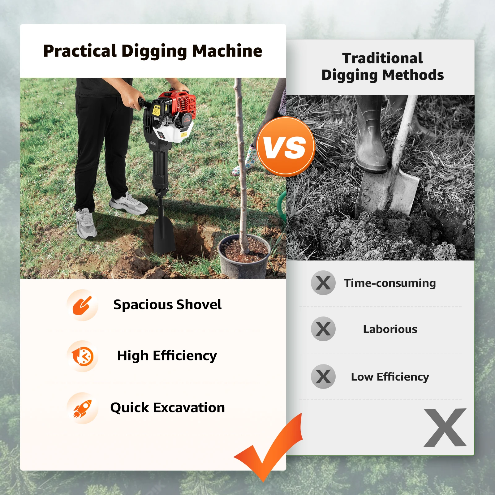 1900W 52cc Portable Garden Tree Digger Steel PP Garden Tree Digger 20-55 - Image 8