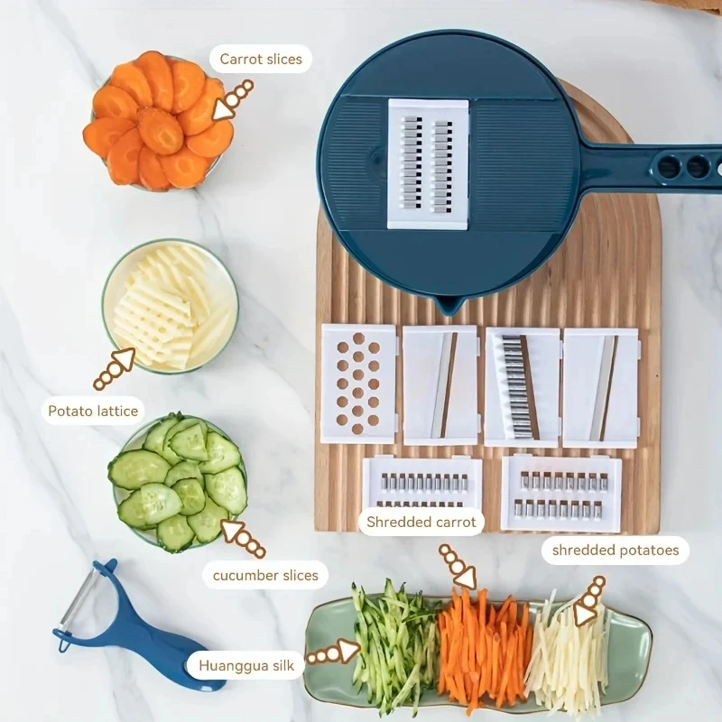 9 in 1 Vegetable Cutter Multi-Functional Potatoes Manually Cut Shred Slicer Grater - Image 4