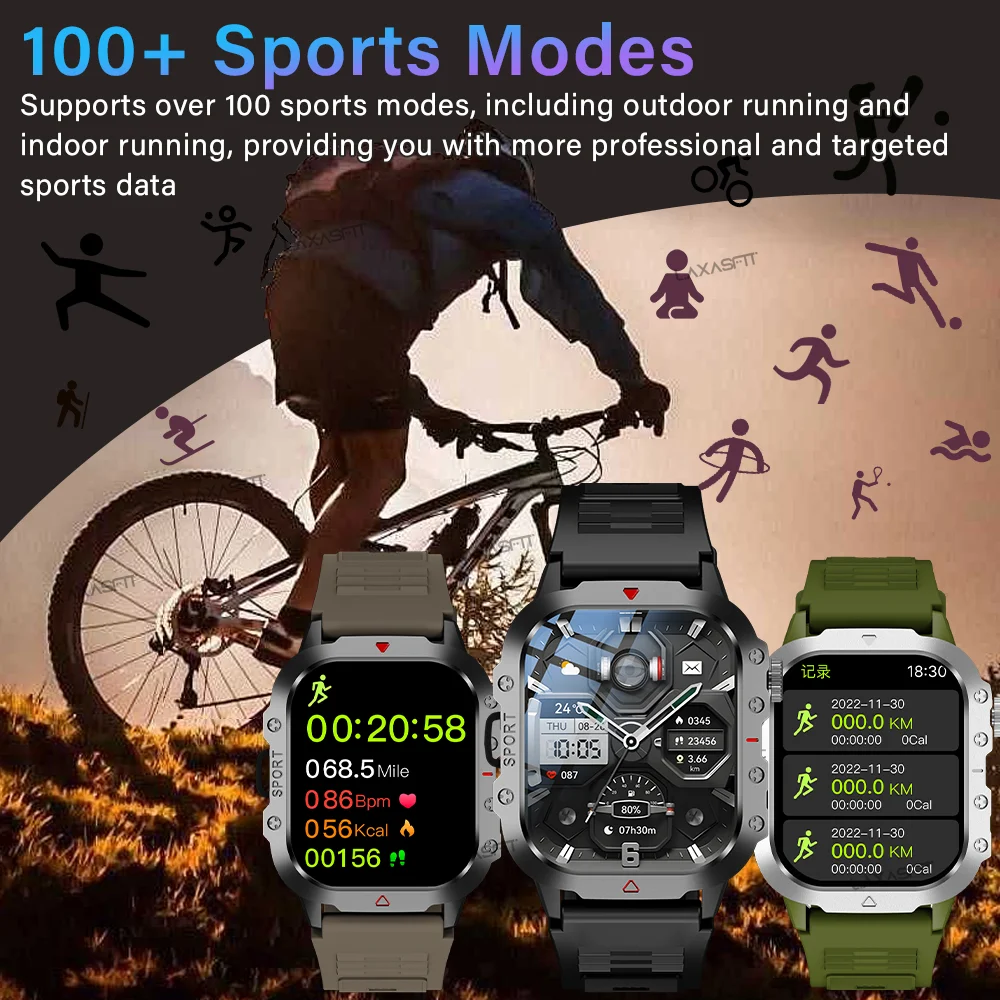 KESHUYOU Outdoor Sports Smart Watch 2.01 inch HD Screen LED Flashlight Bluetooth Talking Smart Watch - Image 4