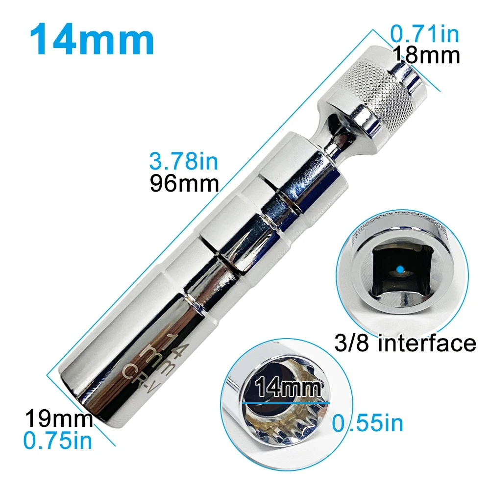 Universal Magnetic Spark Plug Sleeve Thin-walled Universal Joint 14/16mm Automotive Repair Spark Plug Disassembly Tool - Image 7