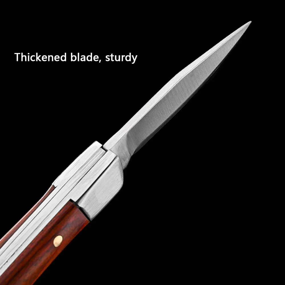 Mini Folding Knife Portable Keychain Pocket Knife Stainless Steel Wooden Handle - Image 15