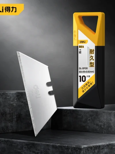 Deli 10pcs Utility Knife Blades SK4 Steel Box Cutter Blades with Plastic Case