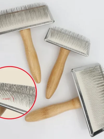 Dog Comb Solid Wood Dog Brush Pet Hair Remover Massage Cat Brush Pet Grooming Stainless Steel Combs