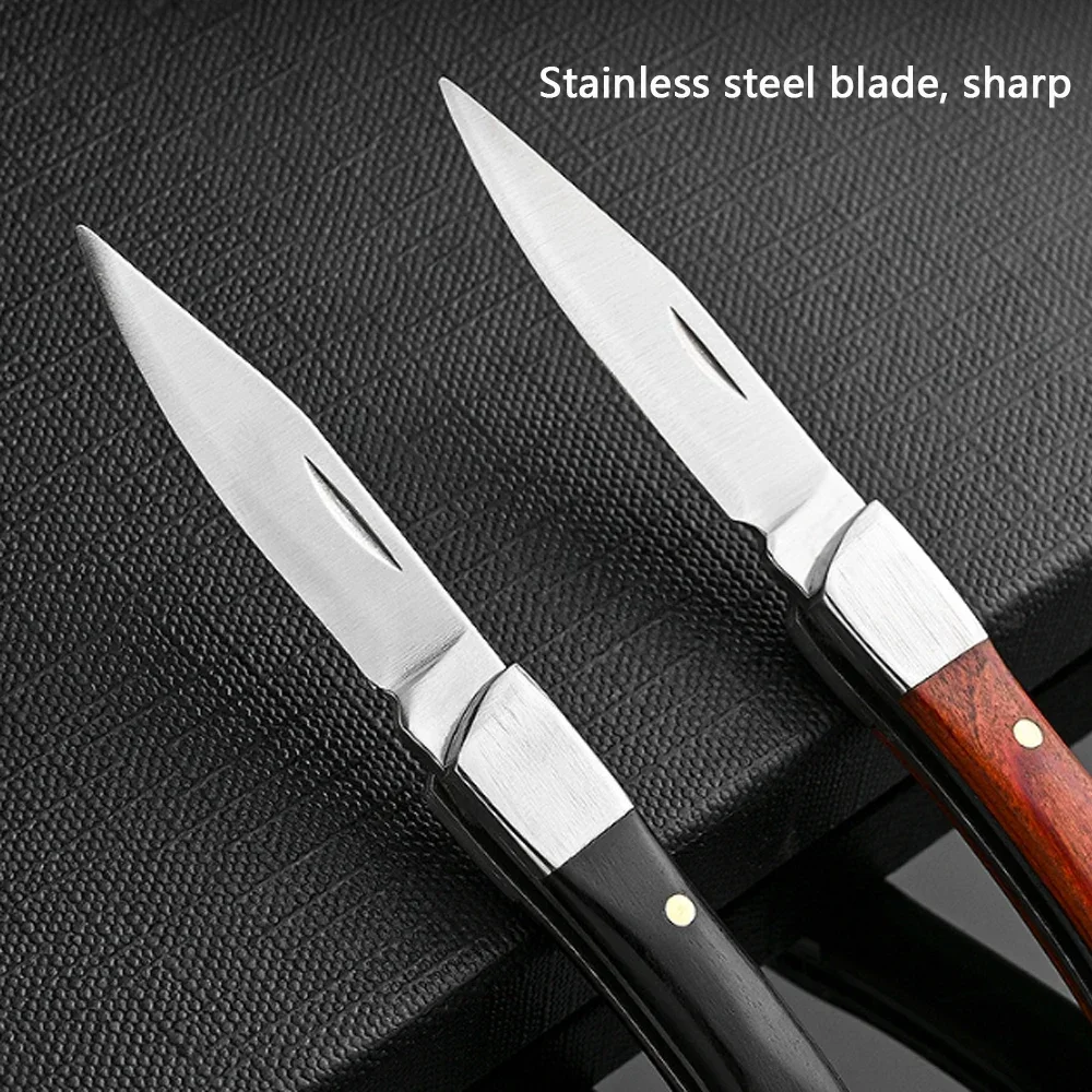 Mini Folding Knife Portable Keychain Pocket Knife Stainless Steel Wooden Handle - Image 13