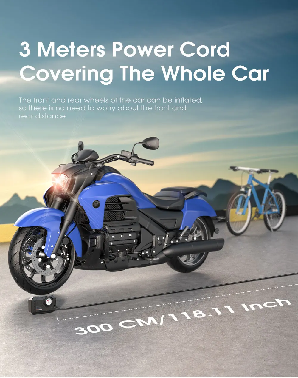 CARSUN Mini Air Pump Tire Inflator Car Electric Mini 20L/Min Portable Air Compressor - Image 12