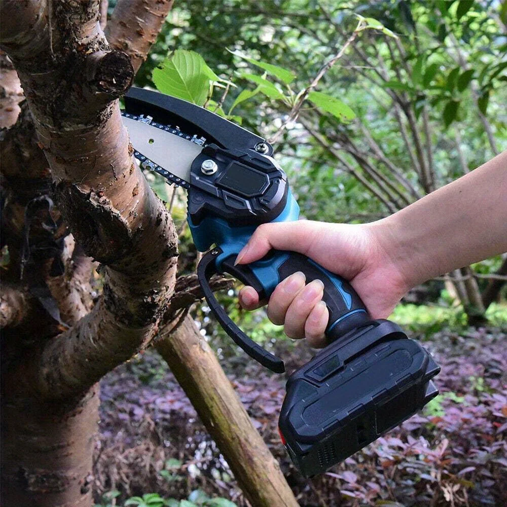 800 Watt Electric Mini Chain Saw, 4-Inch Handheld Cordless Cutter - Image 3