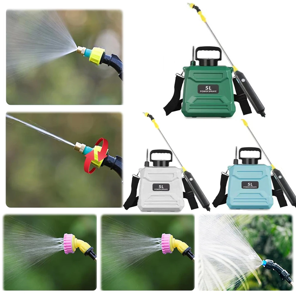 New 5L agricultural spray, backpack type high-pressure spray, electric irrigation disinfection pesticide spray, green/blue/white - Image 15
