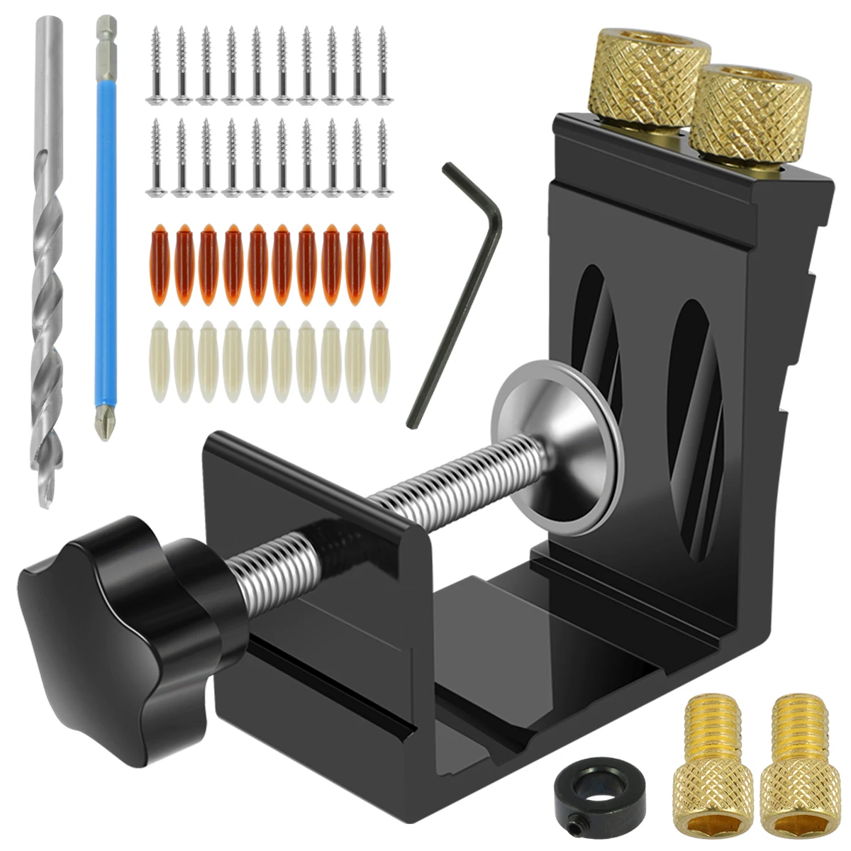 47Pcs Pocket Hole Jig Adjustable Punch Locator 15 Degree Angle Hole Drill Guide Kit Drill Punch - Image 8