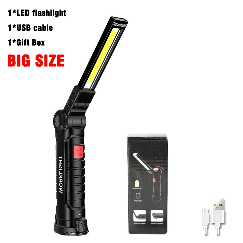 COB LED Work Light Dimmable USB Rechargeable LED Flashlight Inspection Lamp With Magnetic Hook - Image 11