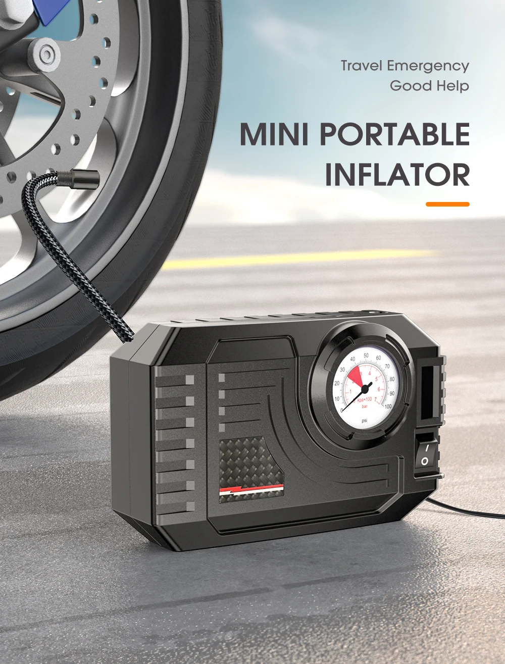 CARSUN Mini Air Pump Tire Inflator Car Electric Mini 20L/Min Portable Air Compressor - Image 8
