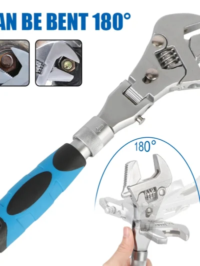 Adjustable Torque Wrench 180 Degree Folding Ratchet Wrench 5 In 1 Spanner 10 Inch