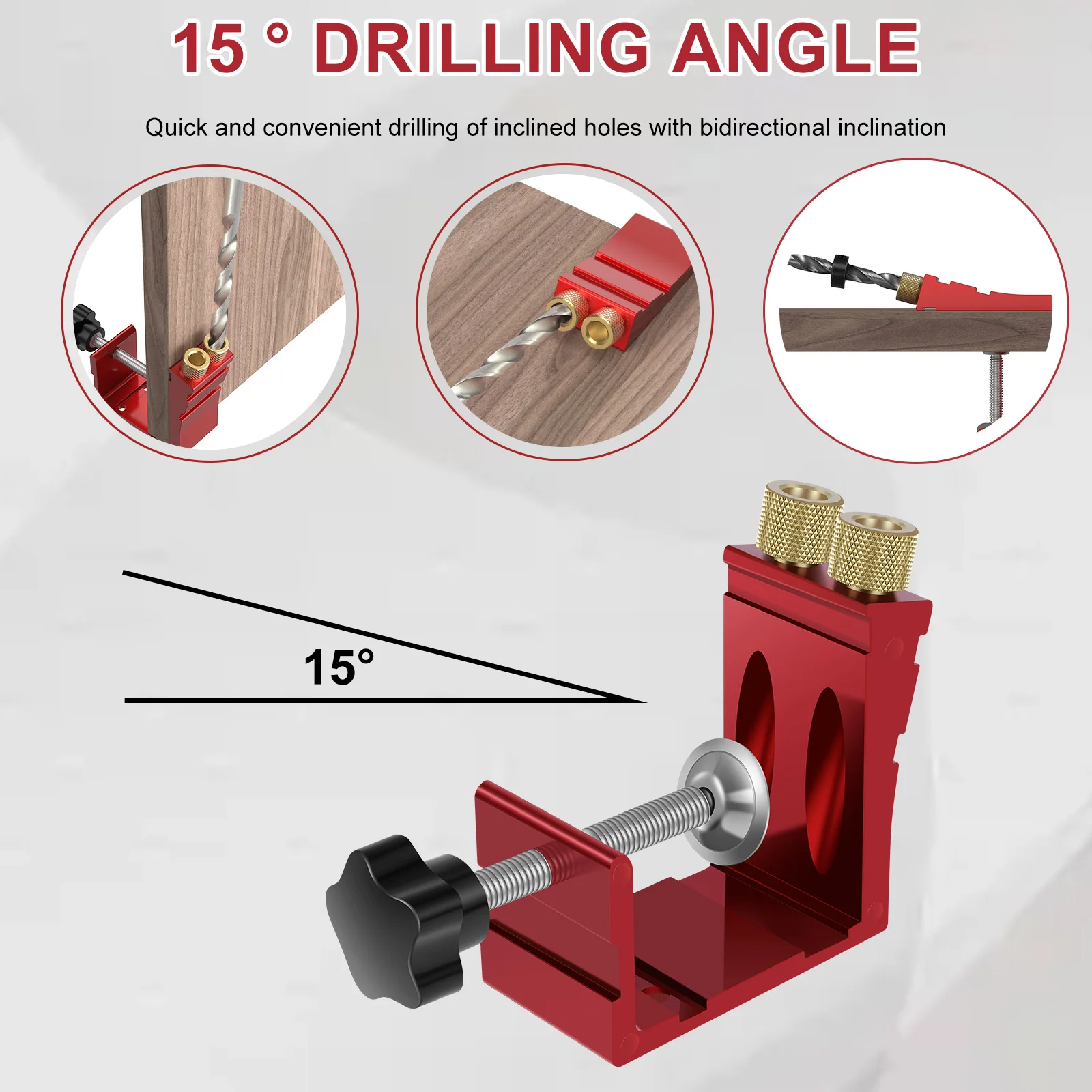 47Pcs Pocket Hole Jig Adjustable Punch Locator 15 Degree Angle Hole Drill Guide Kit Drill Punch - Image 11