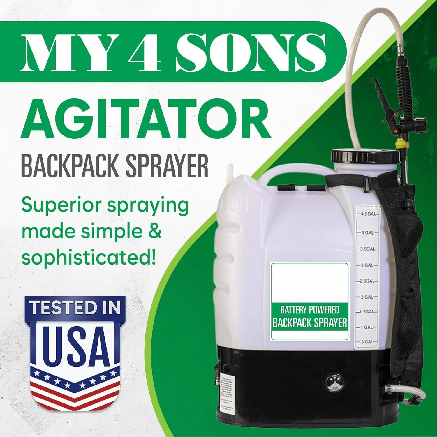 Backpack Sprayer- 4-Gallon Battery Powered - Cordless Electric Pump, Adjustable Wand, Waterproof Tank, Powerful 80 PSI Pump - Image 3