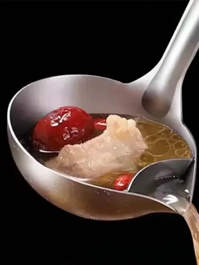 Stainless Steel Colander Spoon Soup Colander Kitchen Gravy Oil Soup Fat Separator
