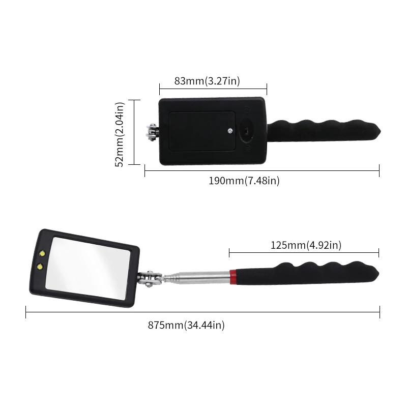 Automobile Chassis Endoscope 360°Telescoping Mirrors Angle LED Light Magnification Inspection Mirror - Image 6
